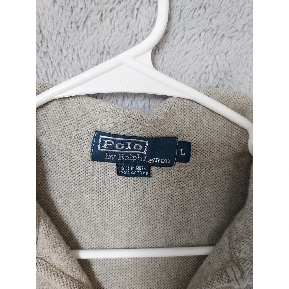 Vintage Polo Ralph Lauren Shirt Mens Large Loop Camp Johnny Collar Gray L 90s